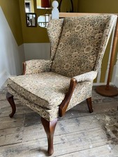 Vintage Wingback Parker Knoll Upholstered Fabric Original Armchair Floral 1960s
