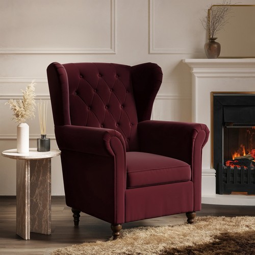 Burgundy velvet wingback - burgundy,