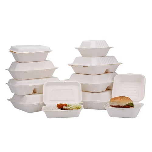 White compostable bagasse - white,