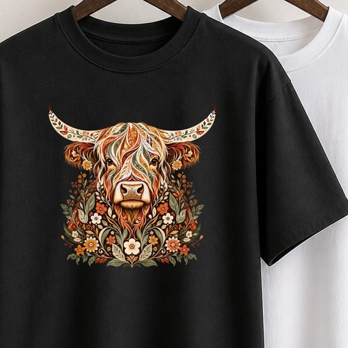 Autumn floral highland cow - autumn,