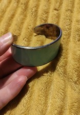 Charles And Keith Solid Brass Silver Plated Light Turquoise Enamel Cuff Bracelet