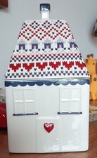 Sainsbury's House Shaped Cookie Biscuit Storage Jar Scandi Shabby Chic Lid Seal