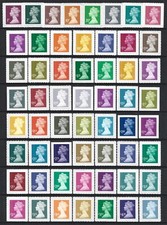 SELF/ADHESIVE DEFS COMPLETE U2920 (1p) TO U2974 (£5) SET 57 STAMPS. (INCS U2933)