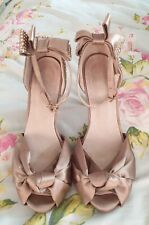 Faith Oyster Satin Crystal Heels Peep Toe Shoes Wedding Occasion UK 3 EU36