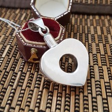 Vintage 925 Sterling Silver Necklace, Vintage Perfume Bottle Pendant, Heart 