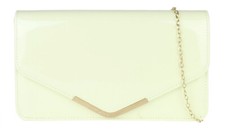 New Patent Simple Clutch Bag Glossy Metallic Gold Chain Womens Handbag Designer
