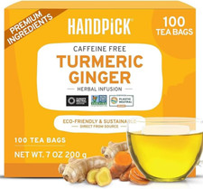 Turmeric Ginger Tea (100 Herbal Tea Bags) Caffeine Free, Gluten Free | Made from