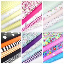 Fabric BUNDLES Polycotton Material Florals Gingham Spots Craft - 25 x 25cm