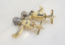 Antique Brass Taps Sink Basin Caps Vintage Old Faucet
