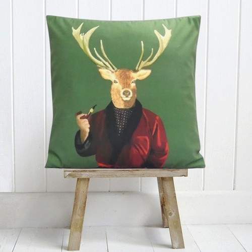 Steampunk stag cushion - stag,