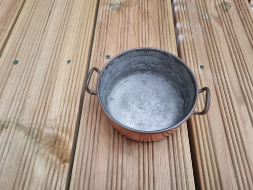 Vintage copper pan with brass - vintage,