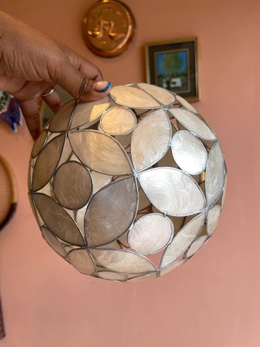 Round capiz shell pendant - capiz,