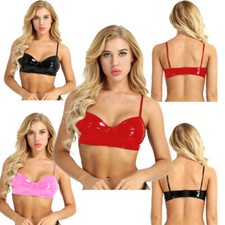Women PVC Leather Wetlook Bra