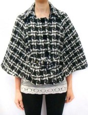 JUICY COUTURE Black Angel Twisted Belt  Houndstooth Cape Cardigan Shrug Jacet S