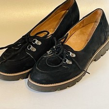 Vionic Teagan Loafer Shoes Size 6 Black Suedelace Up Slip On Casual