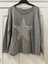 Monsoon grey knitted jumper with silver sequin star UK 18