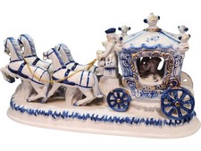 Uniart Fine Vintage Porcelain Horse-Drawn Carriage Sculpture Figurine