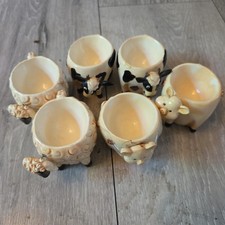 6 X Farm Animal Porcelin Egg
