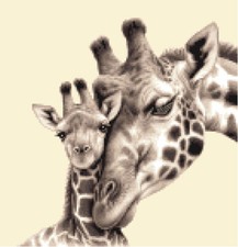 Exclusive GIRAFFE + BABY ~ Full counted cross stitch kit by Jann Designs