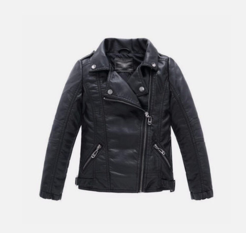 Boys leather jacket - leather, casual