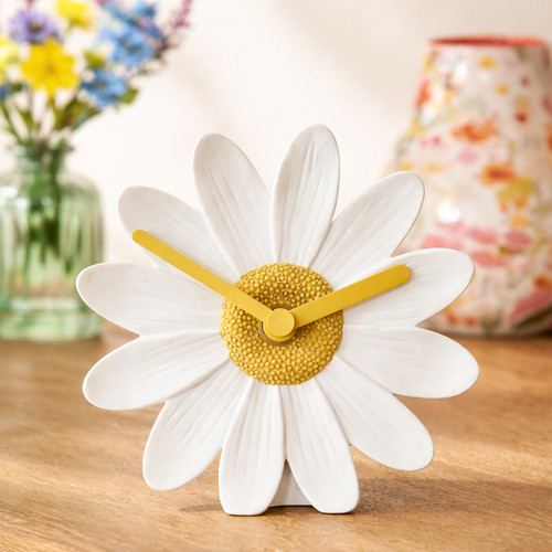 White daisy mantel - white, clock