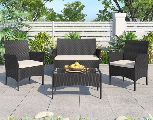 4pc rattan wicker patio set - rattan,