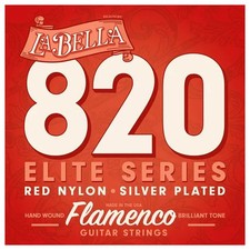 LA BELLA 820 FLAMENCO GUITAR STRINGS ELITE SERIES RED NYLON SILVER PLATED COPPER