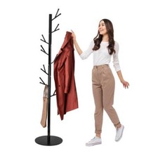 Steel Standing Coat Rack Garment 16 Hooks Clothes Hanger Umbrella Organiser