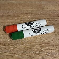 2x Berol Flipchart Marker Pens Red Green Wedge Nib Autoseal Ink