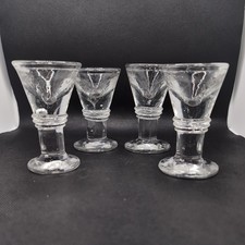 set of 4 Antique Penny Lick Glass / Firing Glass Deceptive c.1900 glasses