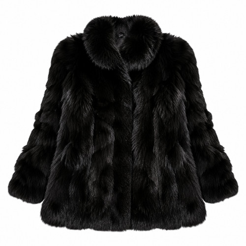Fox real fur - coat, black