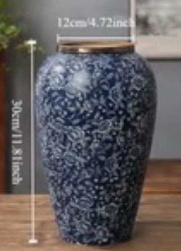 Vase blue cream beige bronze - vase,