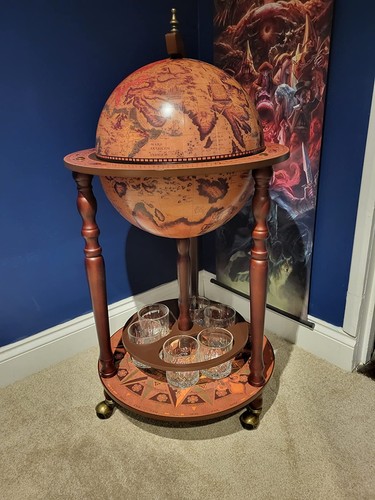Vintage wine bar antique globe - antique,
