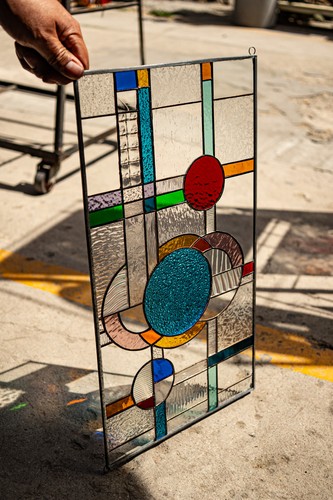 Stained glass abstract panel - stained,