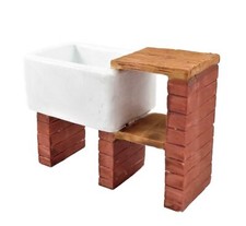 Dolls House Belfast Sink on Brick Legs with Draining Shelf Kitchen Furniture