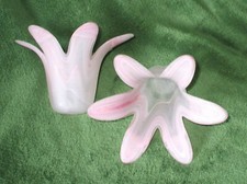SET 2 vintage candle holders pink Vintage Italian glass tulip candle holders