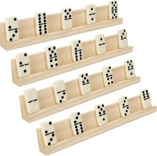 Belle Vous Wooden Domino Racks 4 Pack - 33.6 x 2.8 x 4.7cm Tile Rack Trays