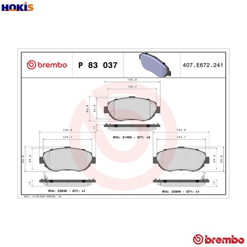Brake pad set disc - brake, p