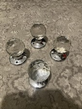 X5 Large CLEAR CRYSTAL GLASS  DOOR KNOBS CUPBOARD DRAWER  FURNITURE HANDLE VGC