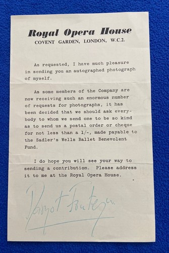 Margot fonteyn signed typed - ,