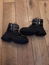 Bershka Women's Black Boots goth gothic emo style size 3.5 Uk 36 women’s 3 - 4