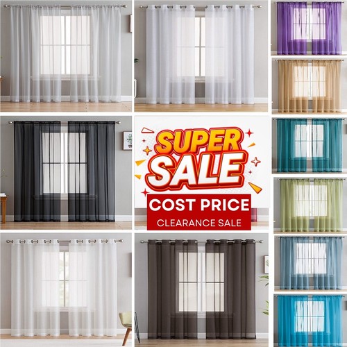 Voile curtains pair - curtains, (2