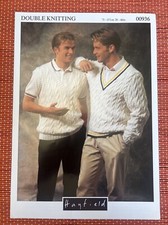 MENS V NECK CRICKET JUMPER & SLEEVELESS TOP 28”-46” VTG DK KNITTING PATTERN H936