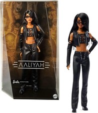 Barbie Signature Doll, Aaliyah Collectible in Black Faux Leather Outfit