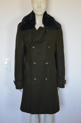 Zara men khaki green long - khaki, wool