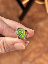 Beautiful Ammolite Bezel Set Sterling Silver Ring