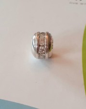 TRUTH pk sterling silver 925 clear  CZ spacer bracelet charm bead