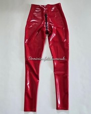 Red Latex Leggings Large Latex rubber bondage fetish wear UK Made Kink