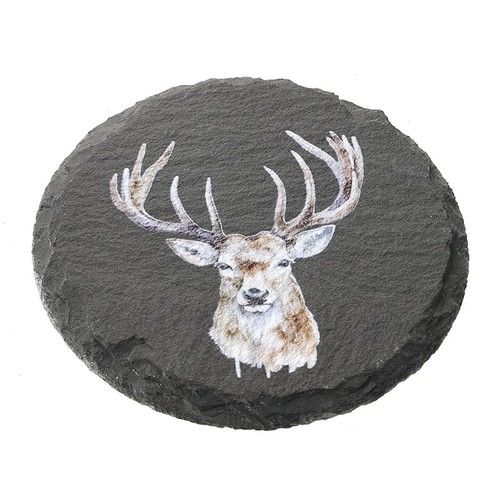 Christmas stag slate coaster - christmas,