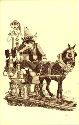 Miners with pit pony - pony, robert